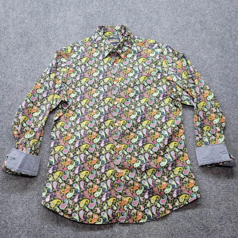 Cremieux Premium Denim Mens Large Paisley Stretch Button Down Shirt Multi-Color